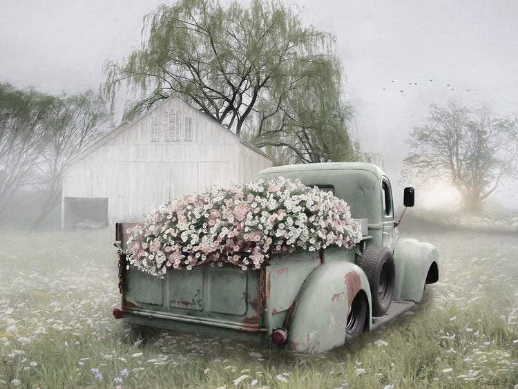 Sage Green Truck with Blush Petunias