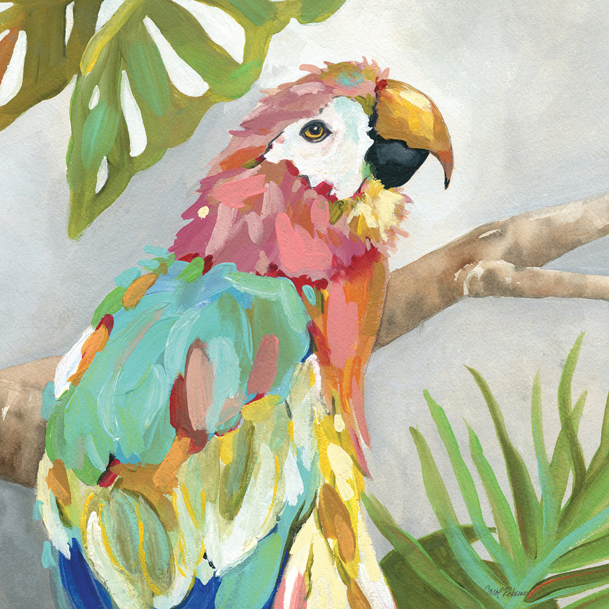 Arte de lienzo de plumaje tropical