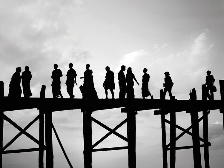 Arte de la lona del puente de la teca de Mandalay