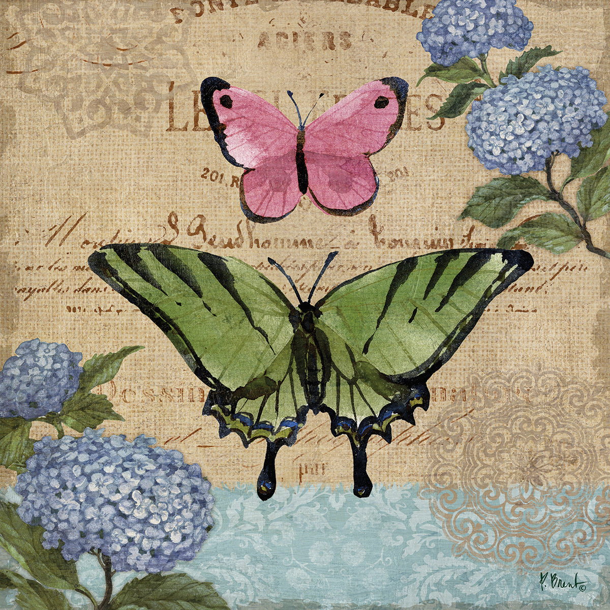 Burlap Butterflies I
