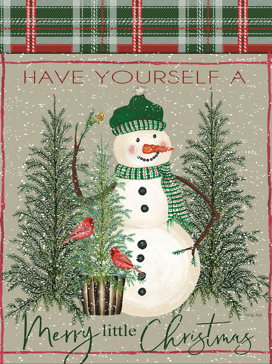 Merry Little Christmas Snowman Canvas Print