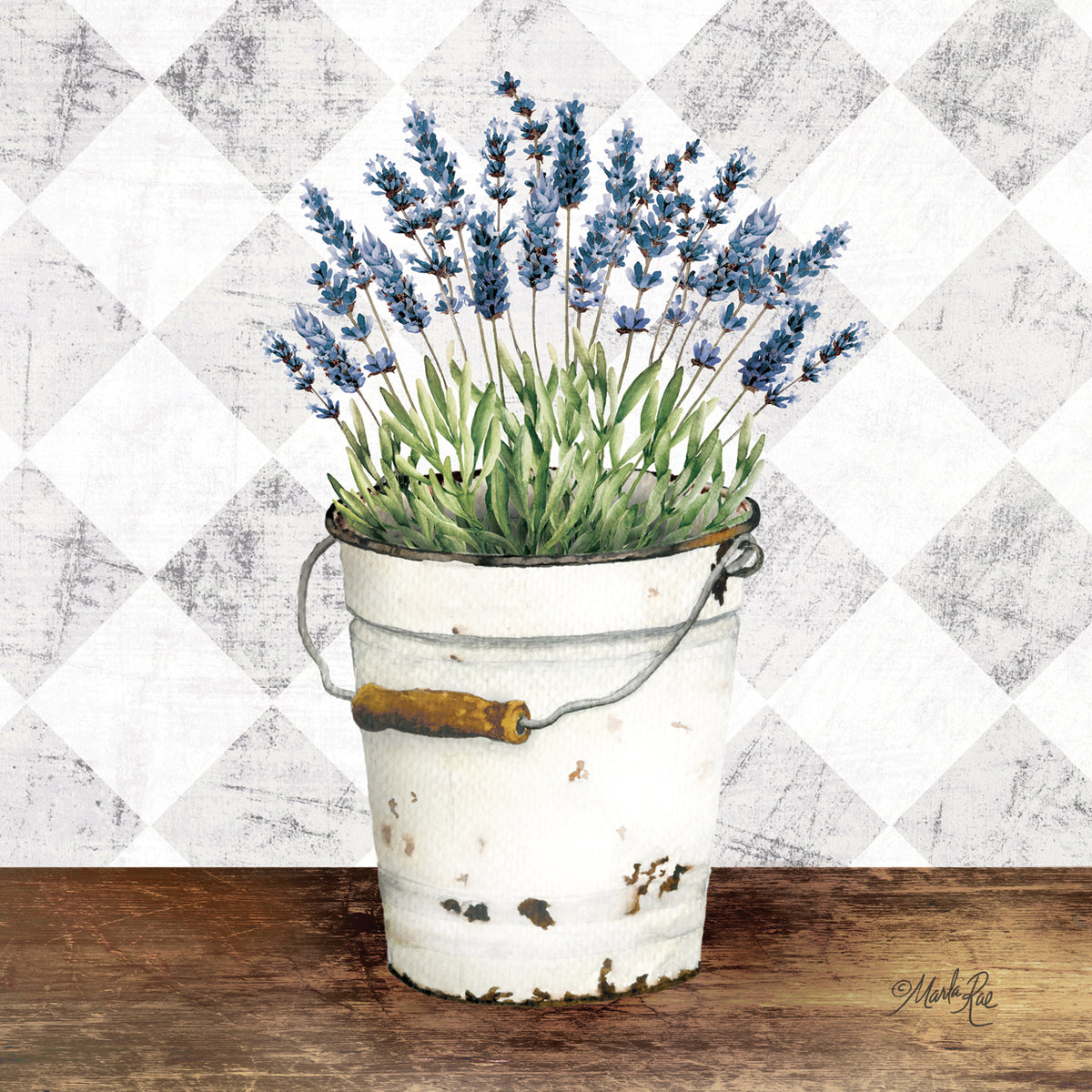 Purple Flowers Metal Bucket