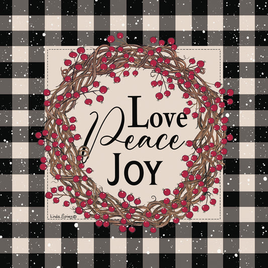 Love Peace Joy with Berries Canvas Print