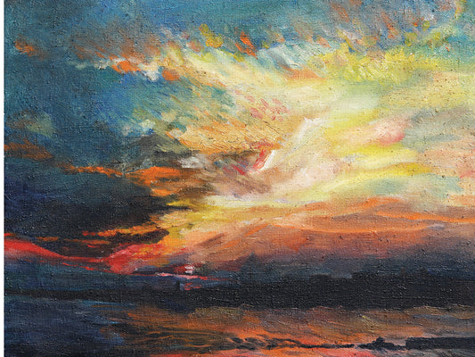 Dramatic River Sunset Canvas Art