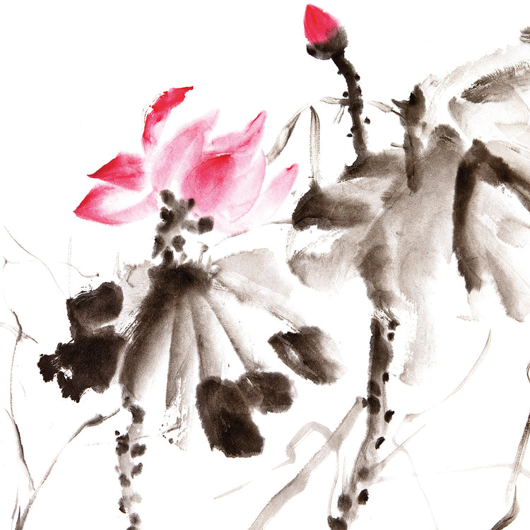 Loto rosa salpicado de arte en lienzo