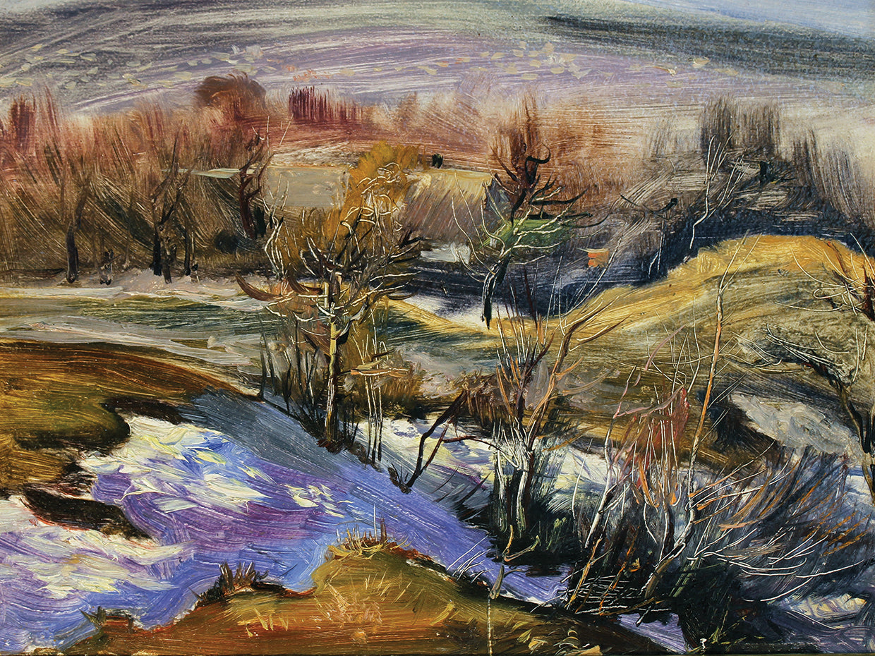 Arte de la lona del paisaje de la nieve soleada