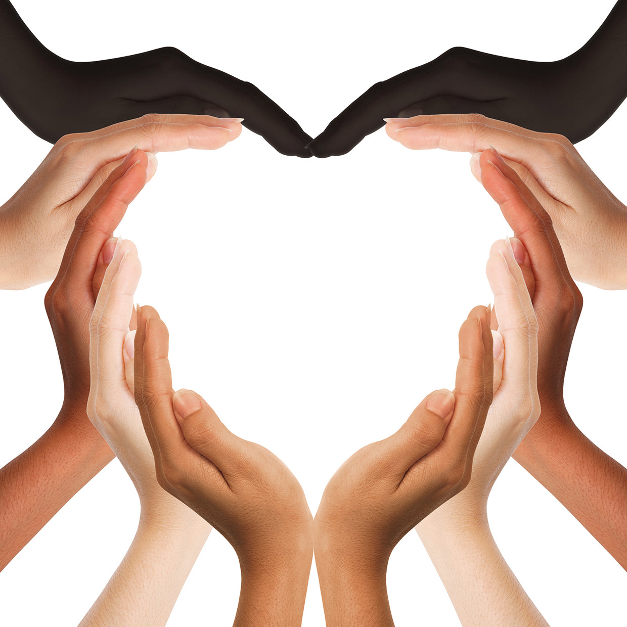 Arte de la lona del corazón de las manos globales