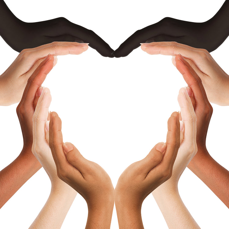 Arte de la lona del corazón de las manos globales
