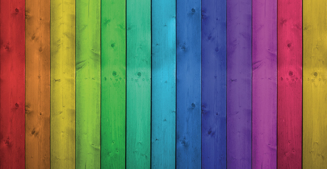 Arte de la lona de las rayas de madera del arco iris