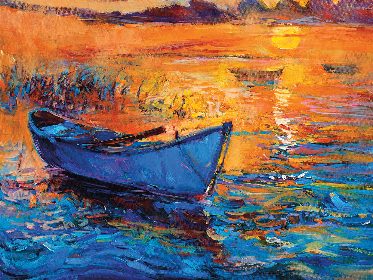 Orange Glow Blue Boat