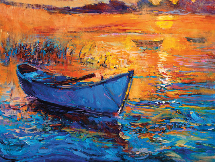 Orange Glow Blue Boat