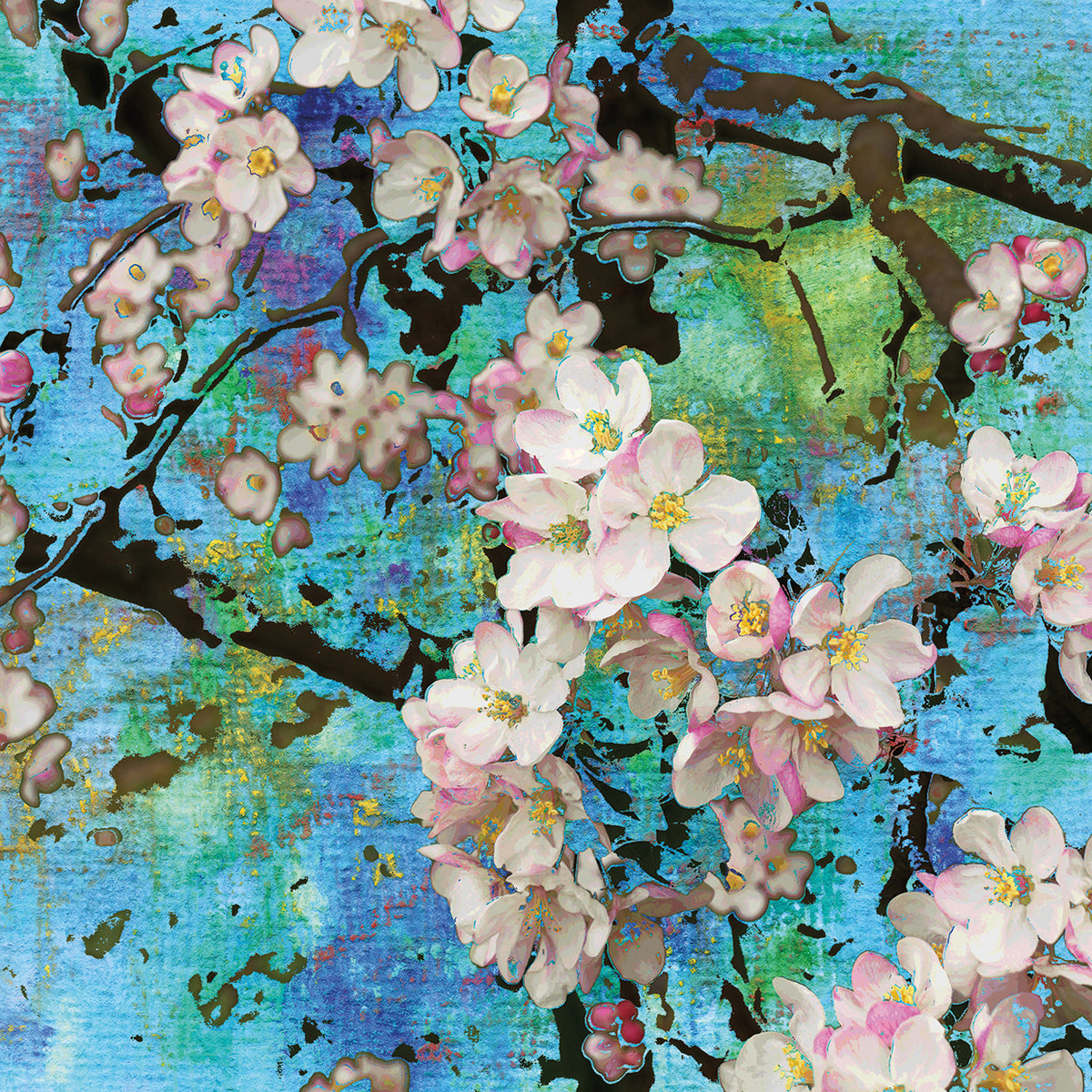 Teal Spring Apple Blossoms