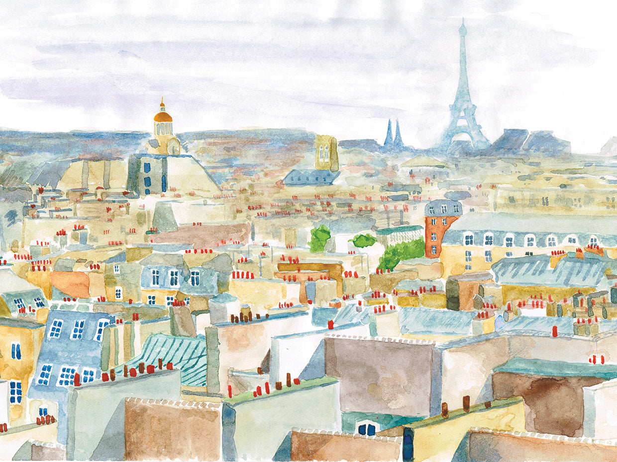 Watercolor Parisian Rooftops
