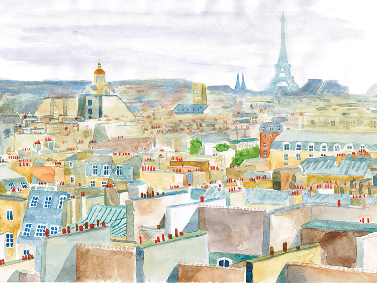 Arte de la lona de los tejados parisinos de la acuarela