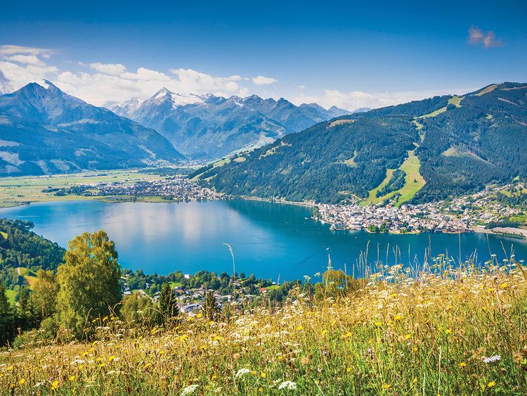 Arte de la lona de las vacaciones de verano de los Alpes austríacos