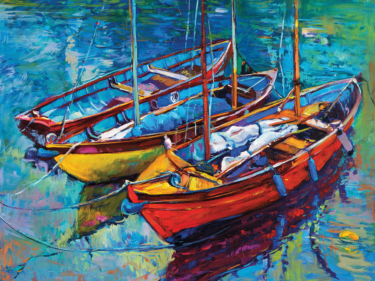 Modern Sunset Boat Reflections