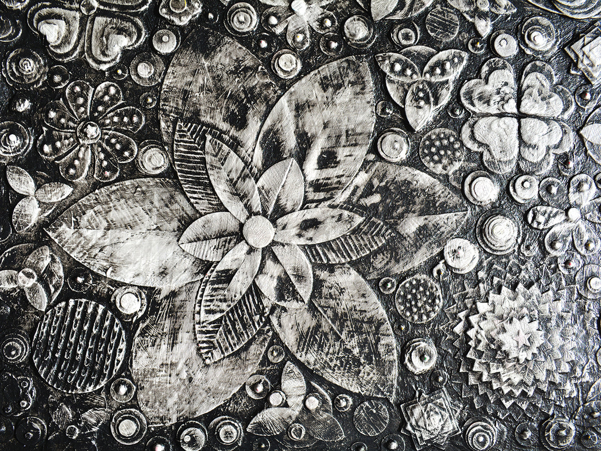 Ebony Carved Grunge Floral