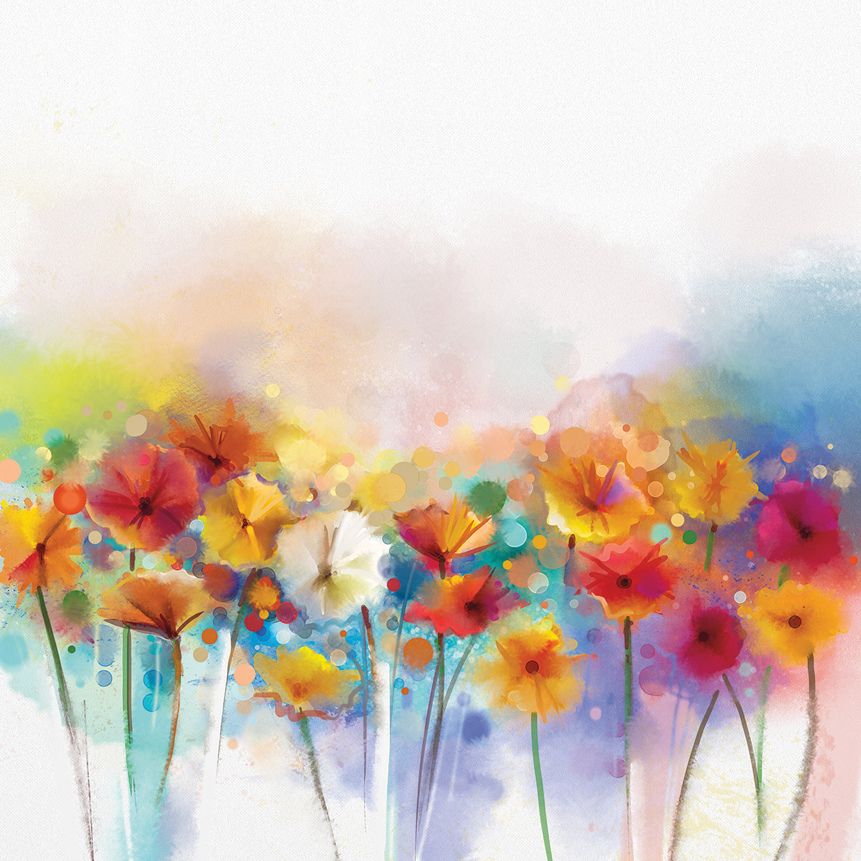 Arte de la lona del jardín de Gerbera que brilla intensamente