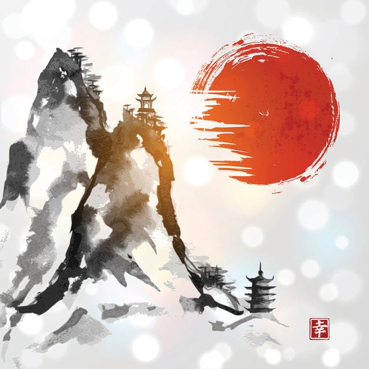Lienzos Sumi Sun Mountain Peaks