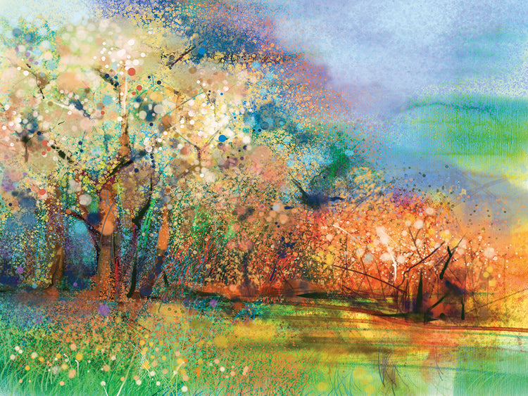 Arte de la lona del bosque del centelleo del crepúsculo
