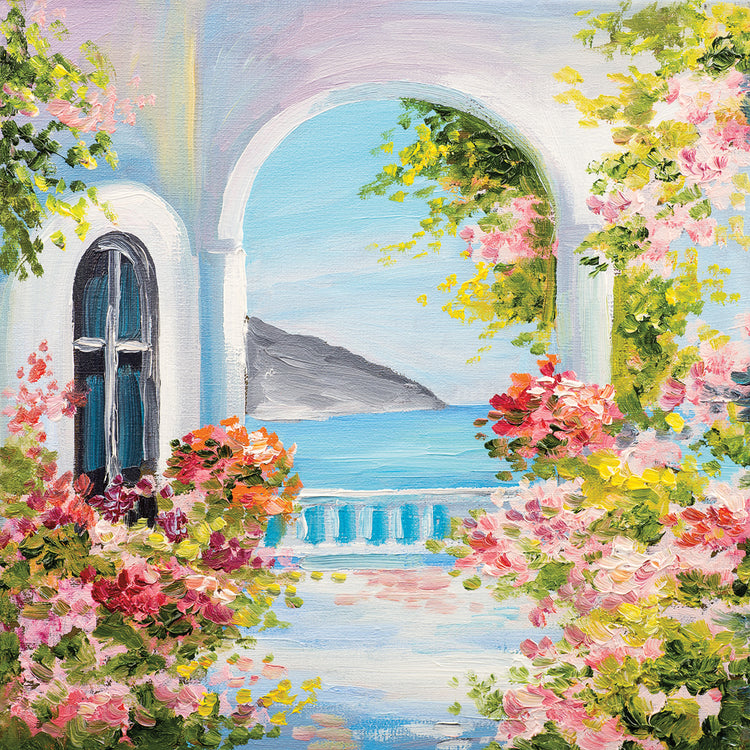 Arte griego de la lona del balcón del verano