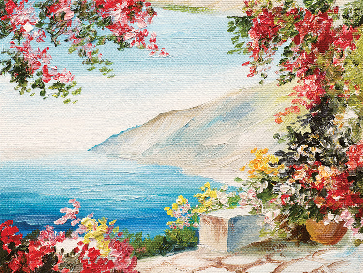 Arte de la lona del patio de la playa floreciente