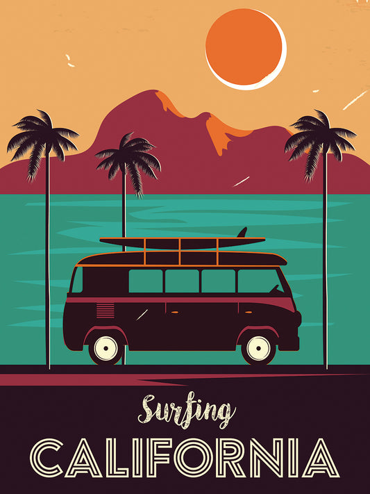 Groovy Colors Cali Surf Poster Canvas Prints