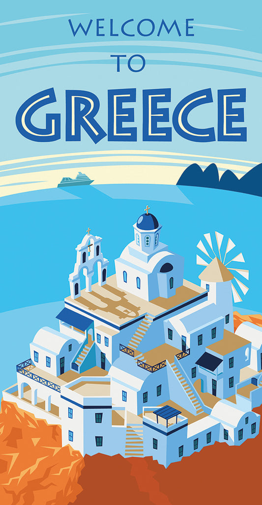 Santorini Greece Travel Poster Canvas Print