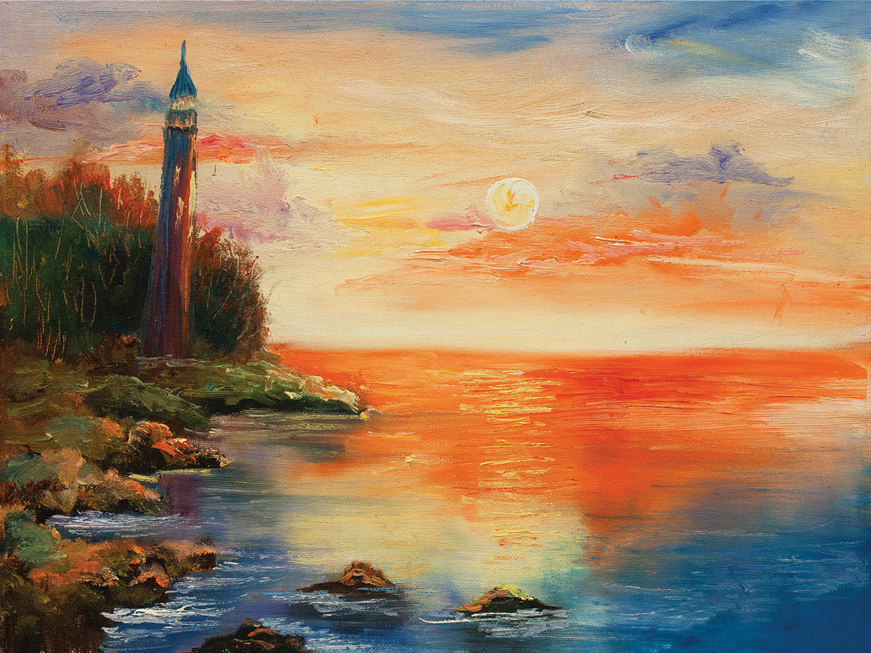 Golden Lighthouse Sunset
