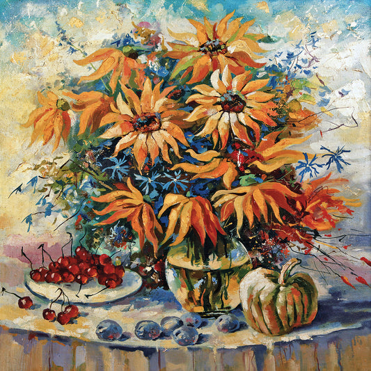 Sunflowers and Sweet Cherries Canvas Art