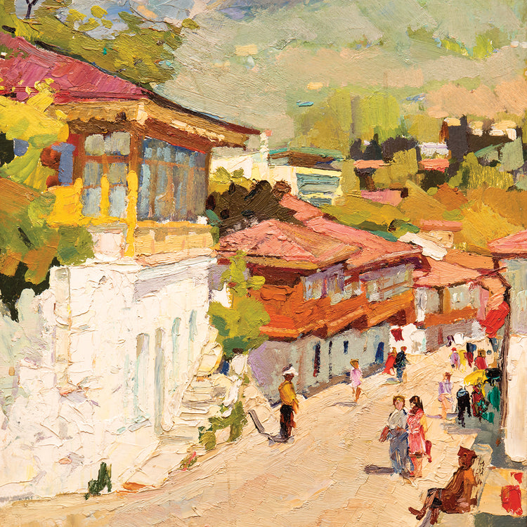 Paseo de la aldea de la isla Arte de la lona