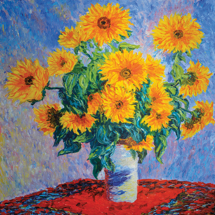 Arte de la lona de los girasoles de Santorini
