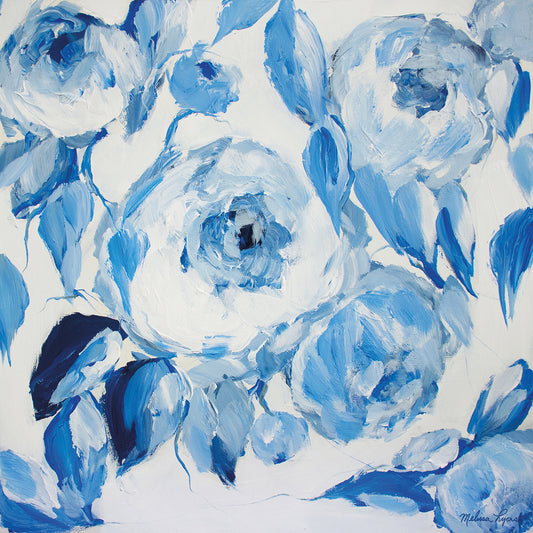 Blue and White Peonies Canvas Print
