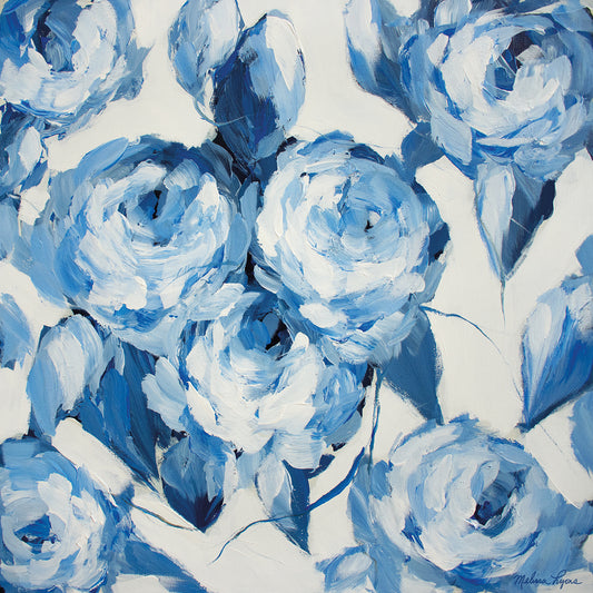 Blue and White Roses Canvas Print