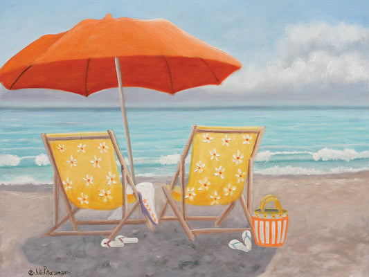 Orange Beach Umbrella Canvas Print