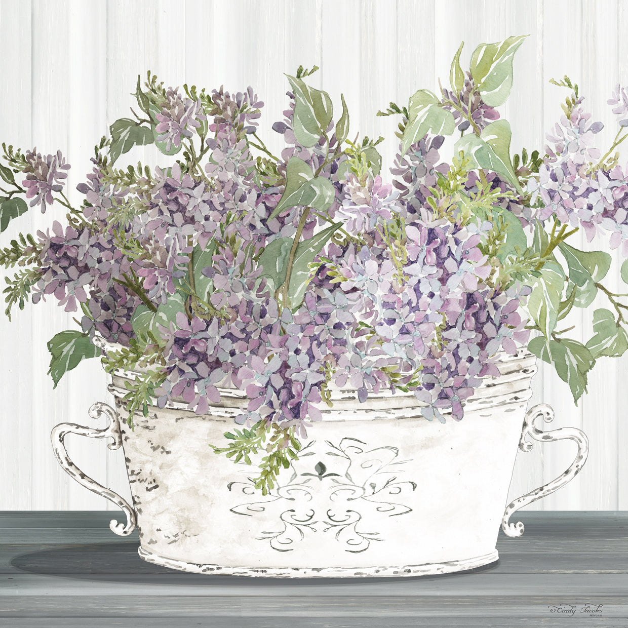 Lilac Galvanized Pot