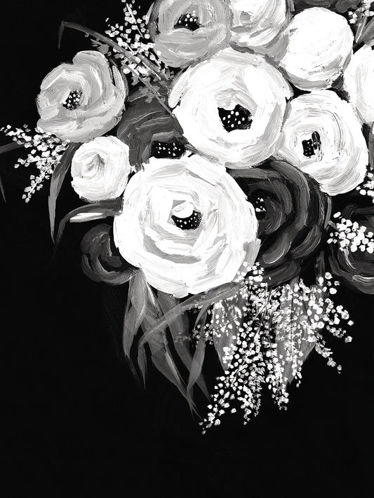 Black and White Floral Canvas Print