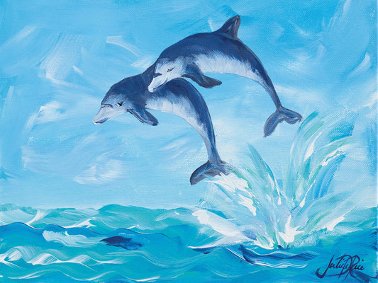 Soaring Dolphins I Canvas Print