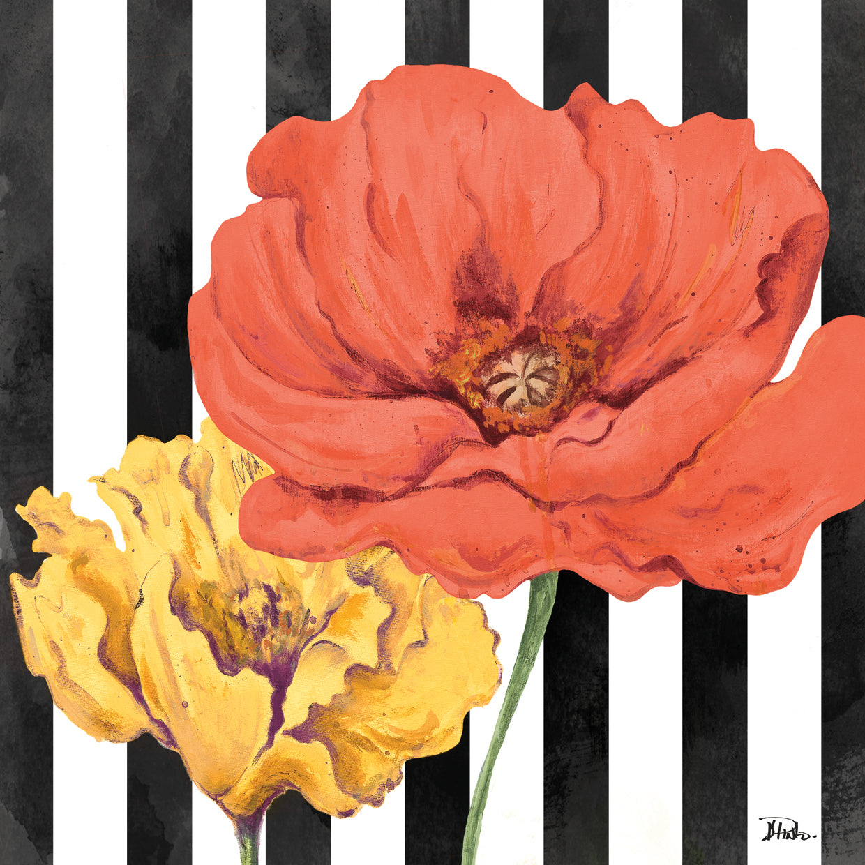 Amapolas en rayas II Lienzo