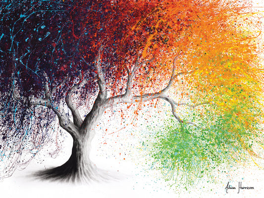 Rainbow Seasons Tree Canvas Print