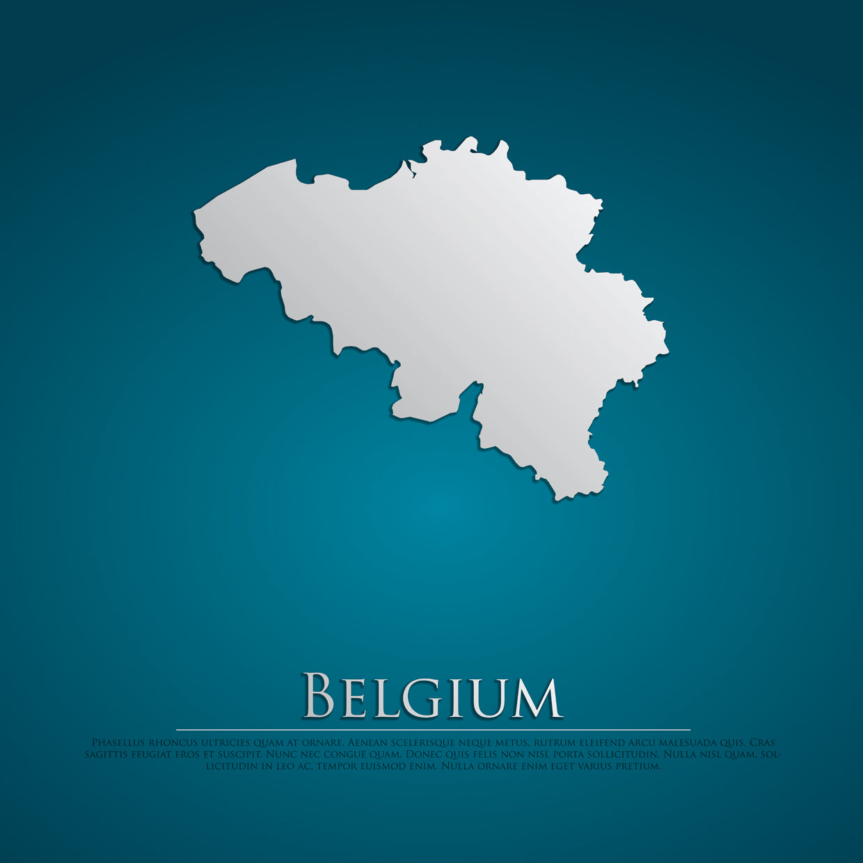 Bright Blue Belgium Map