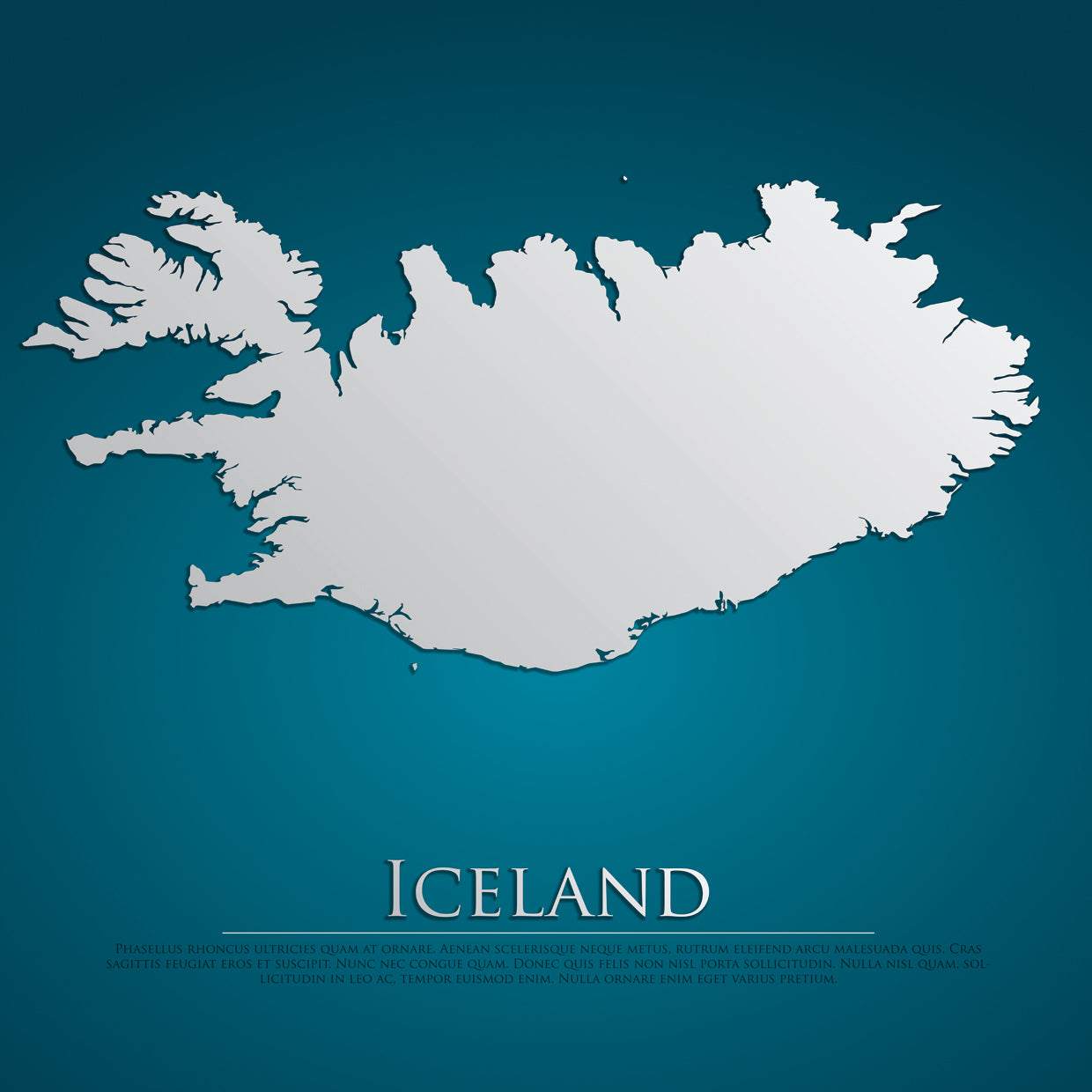 Cool Blue Iceland Map