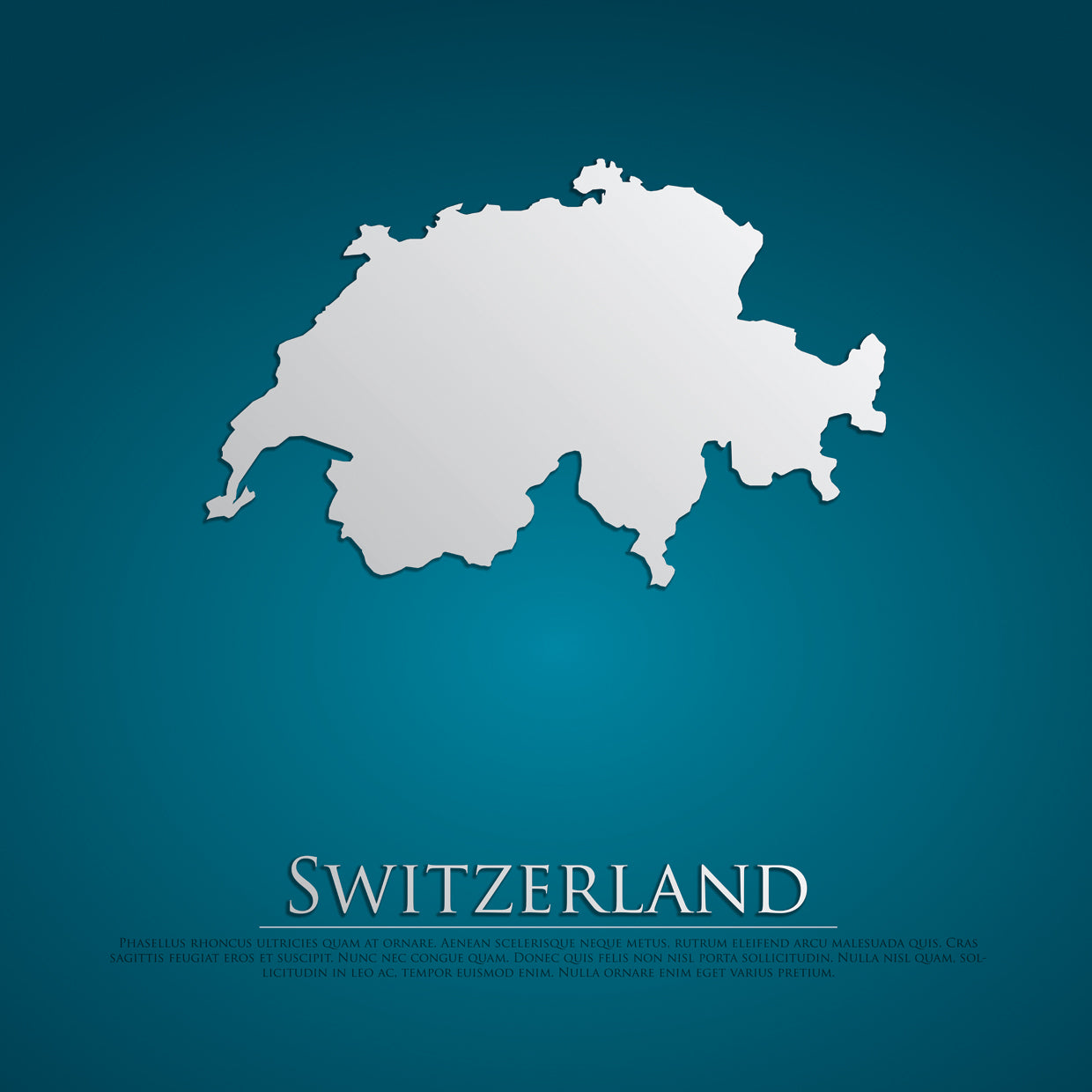 Cool Blue Switzerland Map