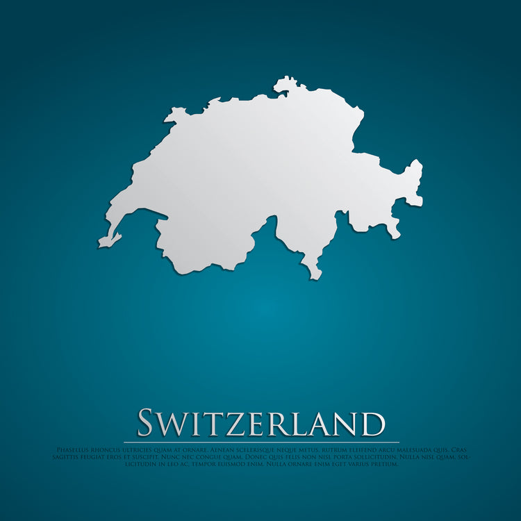 Cool Blue Switzerland Map