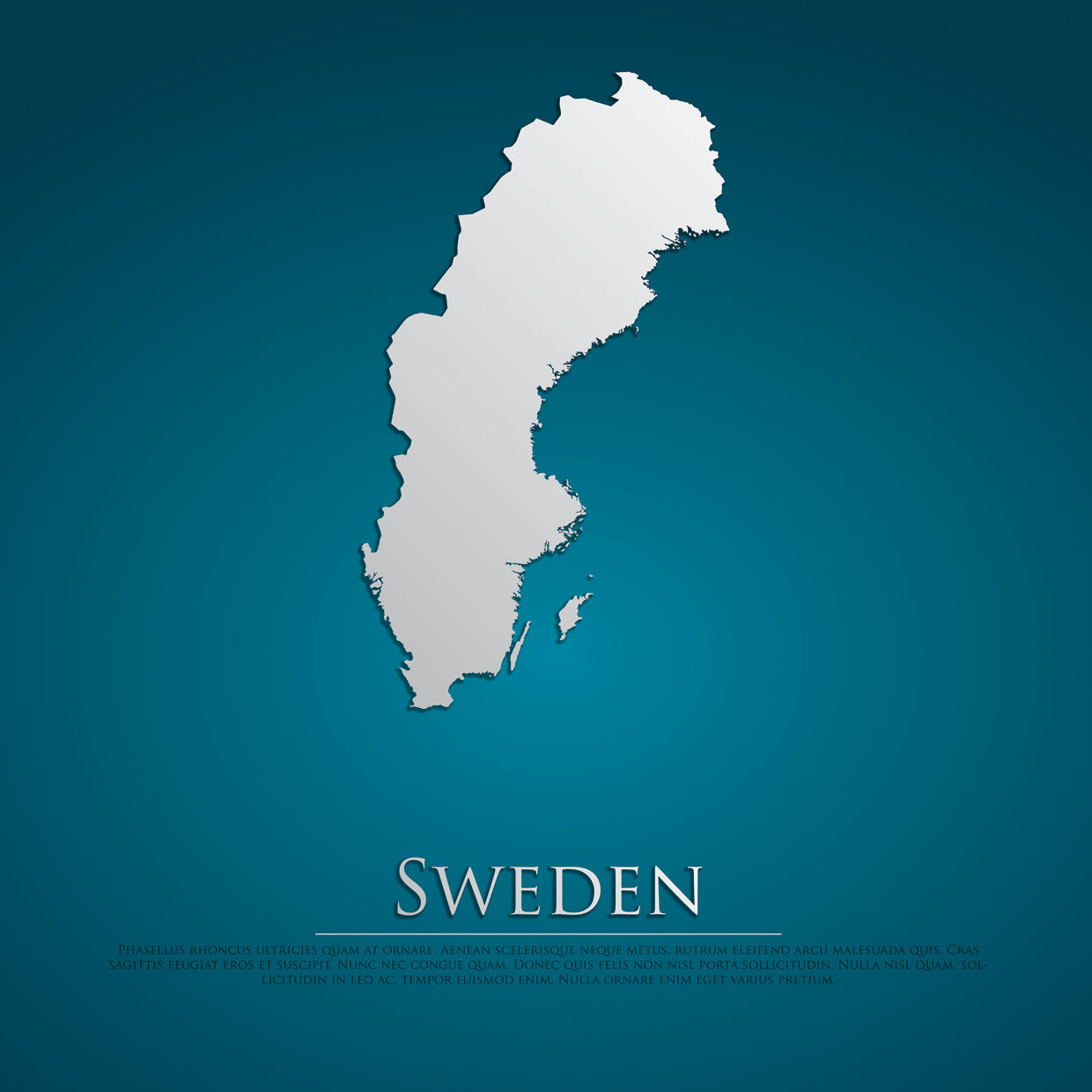 Scandi Blue Sweden Map