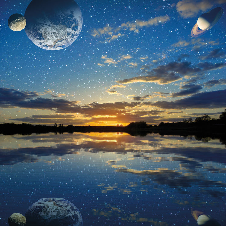 Reflexiones de Sunset Planet Lake Lienzo
