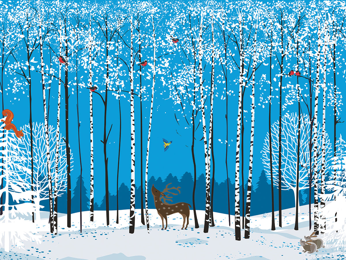Blue Forest Winter Animals