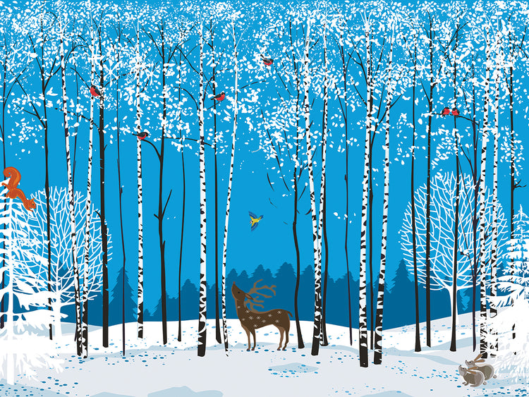 Animales de invierno del bosque azul Lienzo