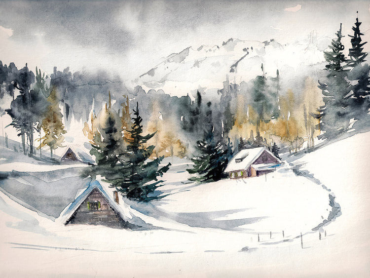 Acogedores chalets de invierno Lienzo