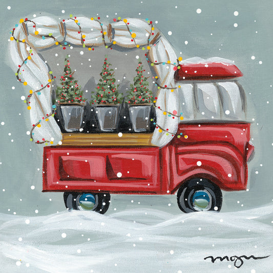 Merry Christmas Truck Canvas Print